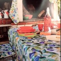 Tovaglia in cotone antimacchia con bordo colorato Bottaro Caprera