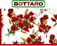 Tovaglia con bordo colorato in cotone Bottaro papavero
