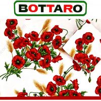 Tovaglia con bordo colorato in cotone Bottaro papavero