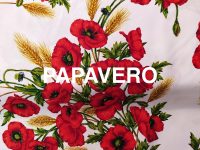Tovaglia con bordo colorato in cotone Bottaro papavero