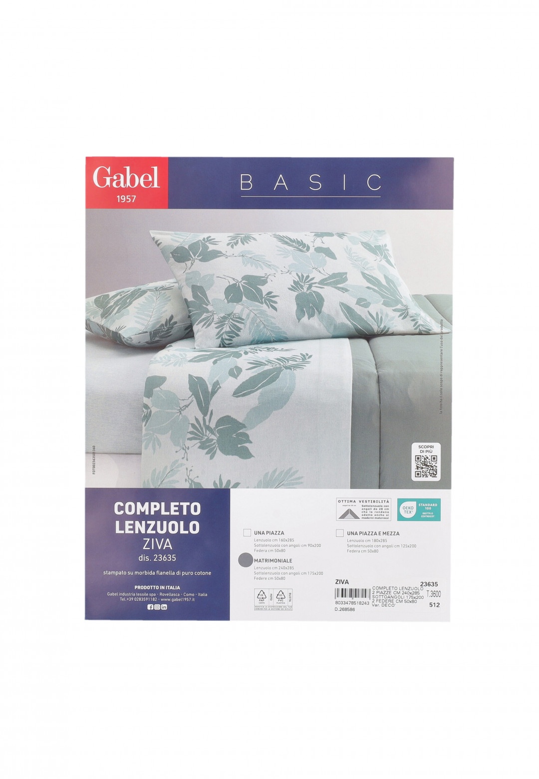 Completo lenzuola in flanella Gabel Ziva - 18 %