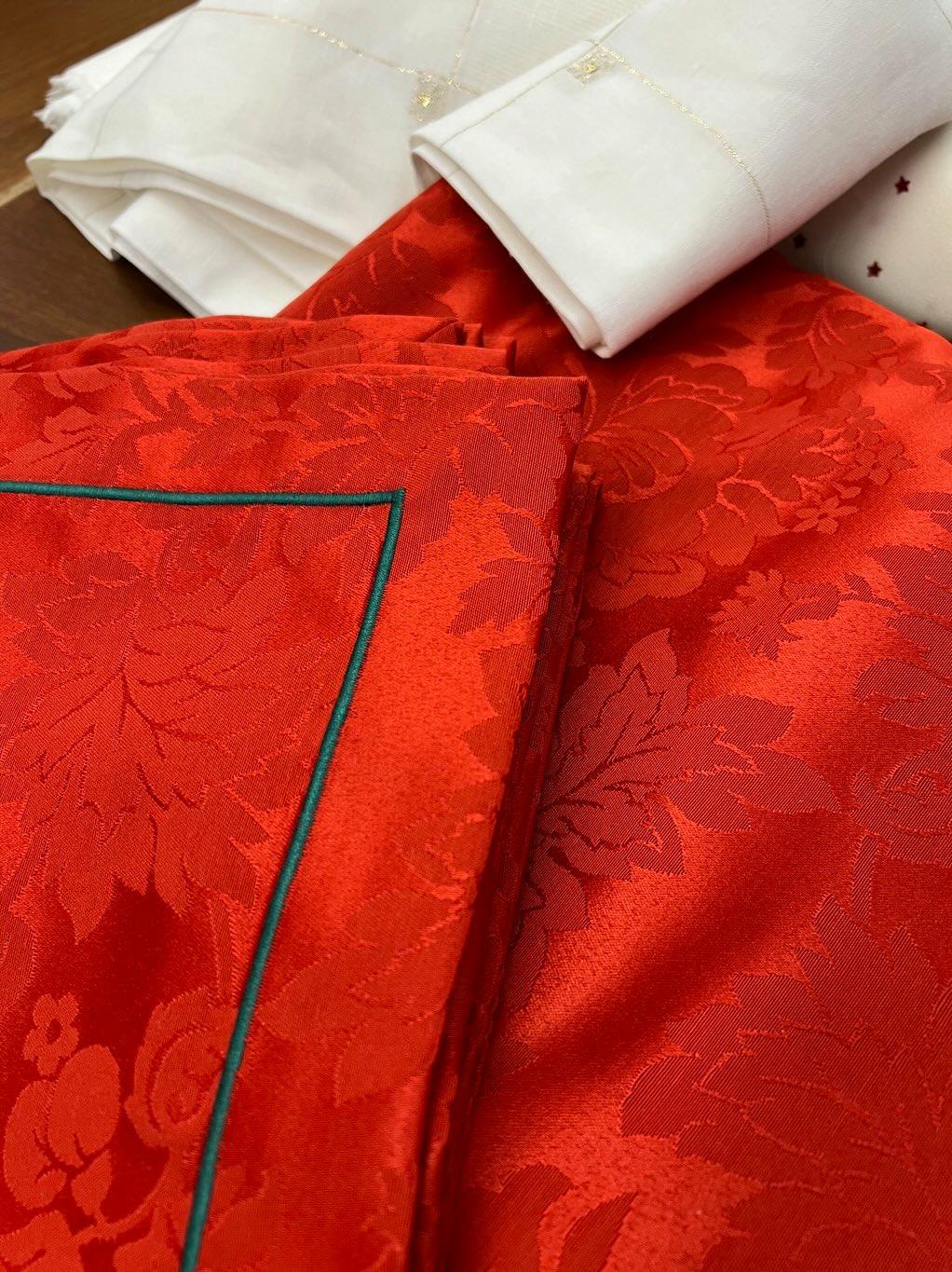 Tovaglia in fiandra di cotone jaquard Rosso