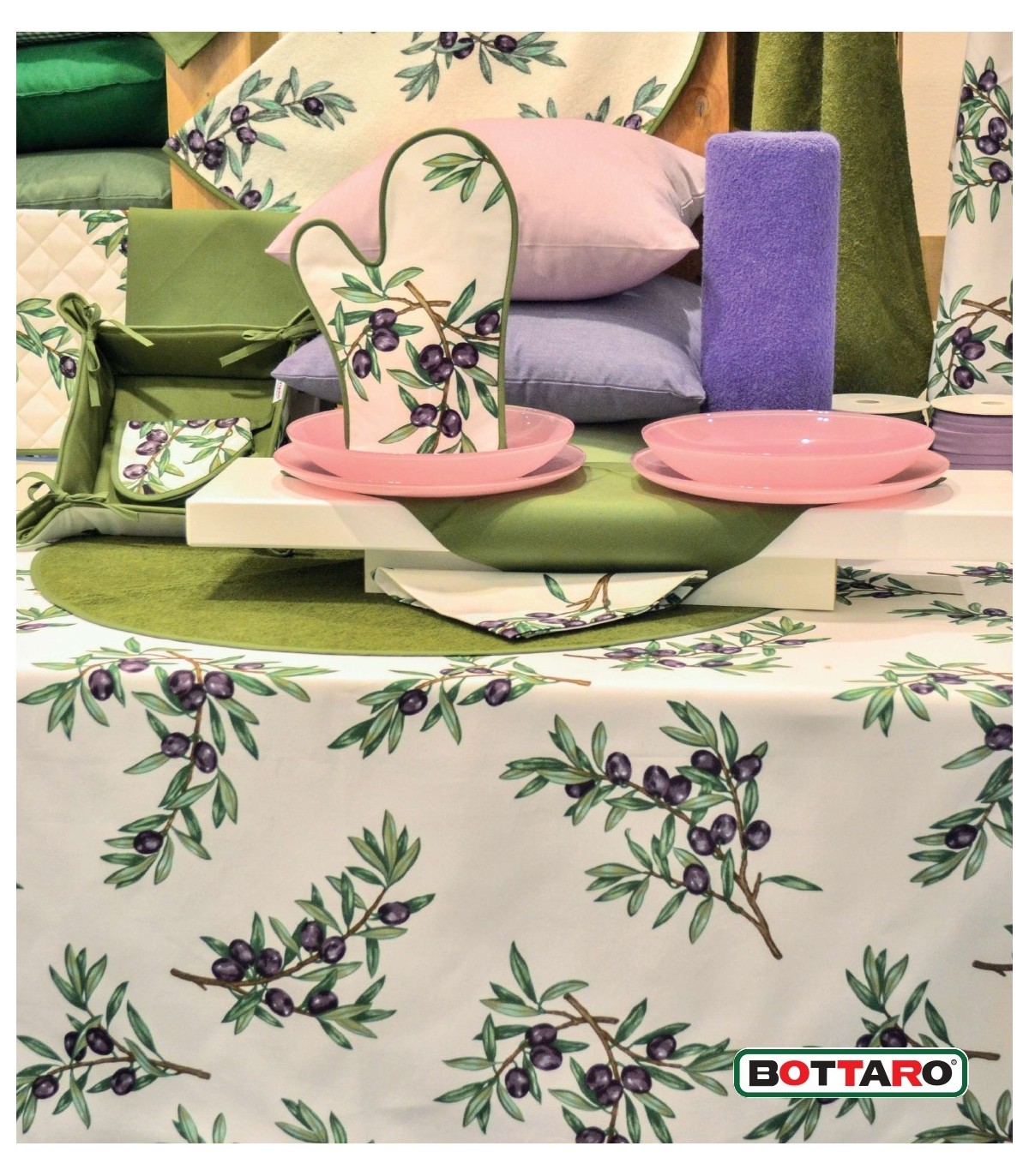 Tovaglia con tovaglioli Bottaro Olive - 30 %