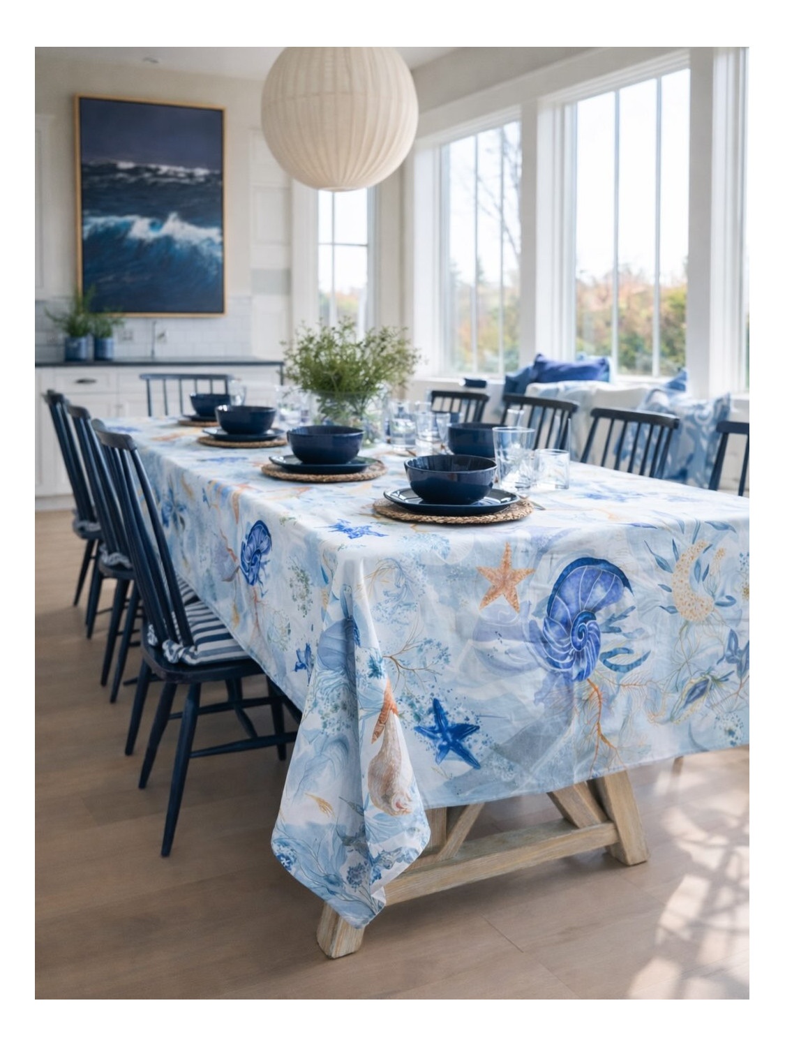 Tovaglia con bordo colorato in cotone Bottaro Atlantide