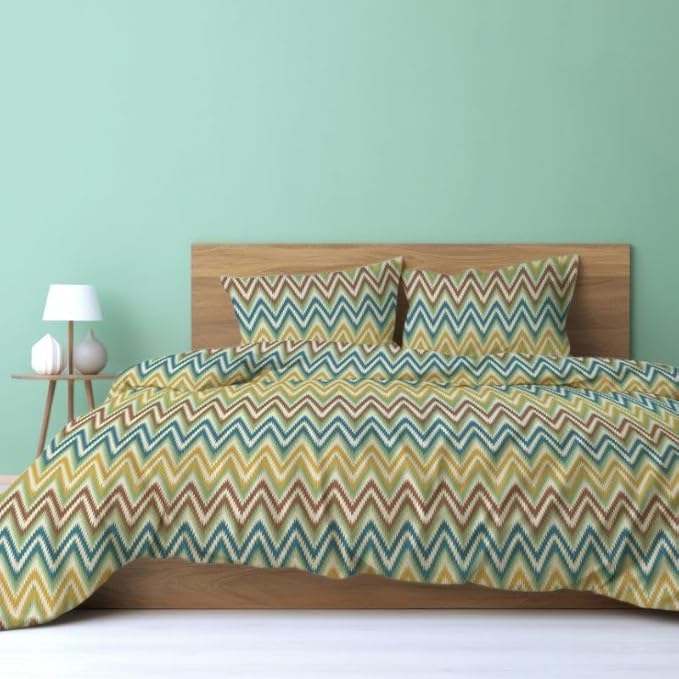 Completo lenzuolo-copriletto in raso di cotone Zig zag Tag house/Bossi  - 10 %